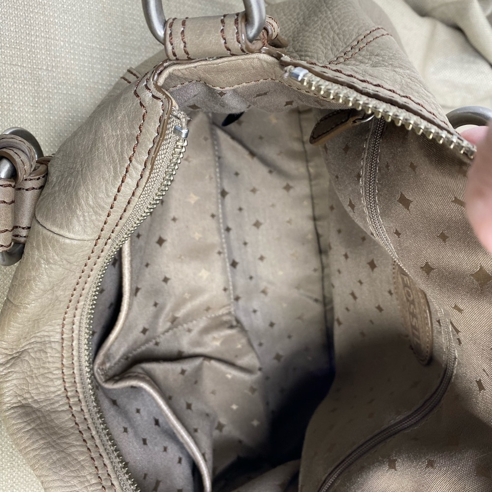 FOSSIL TAUPE PEBBLE-LEATHER SATCHEL - Picture 11 of 13